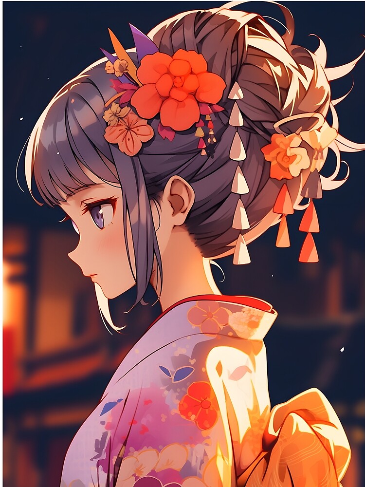 Anime girl in kimono at sunset art by TheArtistOf2022 T-Shirts, Hoodie, Sweatshirt | BlankRebels.com (Image 2)