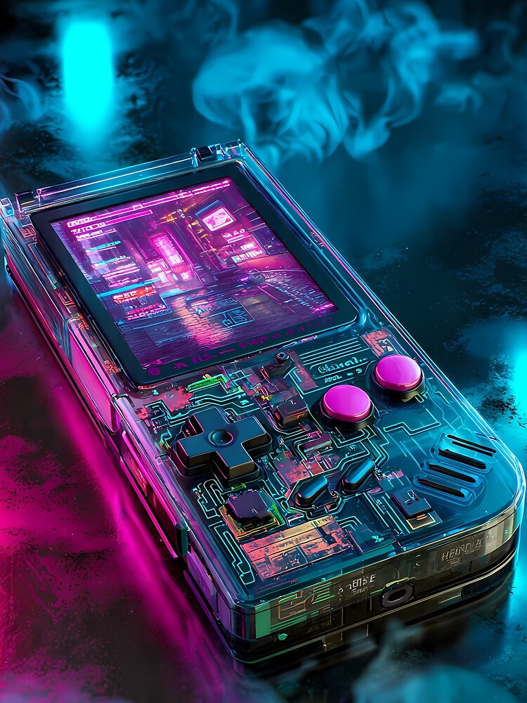 Cyberpunk Retro Handheld Console – Neon Vaporwave Gaming Art by etuvibes T-Shirts, Hoodie, Sweatshirt (Image 2)
