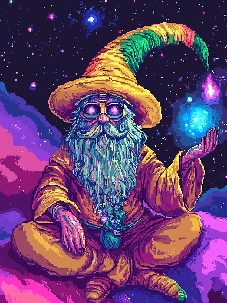 Trippy Wizard Rainbow Pixel Art by Kaos-Bit T-Shirts, Hoodie, Sweatshirt | BlankRebels.com (Image 2)