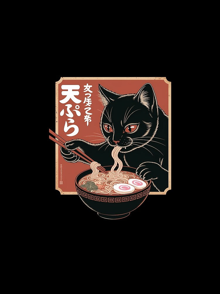 Japanese Black Cat Eating Ramen Kitten Food by AsteriskDatBArt T-Shirts, Hoodie, Sweatshirt | BlankRebels.com (Image 2)