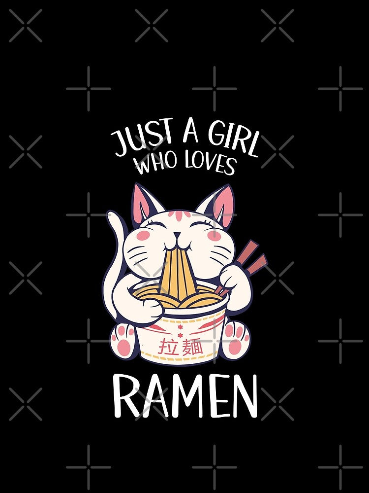 Just A Girl Who Loves Ramen Cat Eating Ramen Cup Noodles by OnepixArt T-Shirts, Hoodie, Sweatshirt (Image 2)