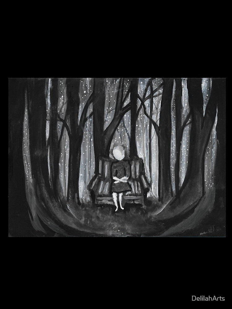Forest Girl - painting of creepy girl in forest by DelilahArts T-Shirts, Hoodie, Sweatshirt | BlankRebels.com (Image 2)