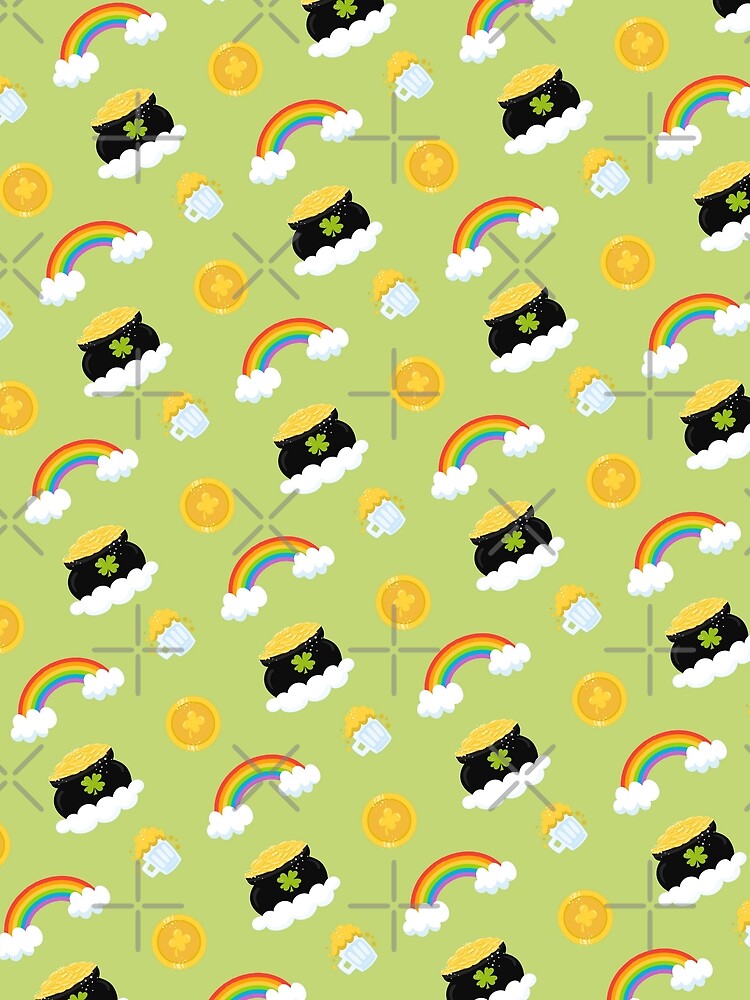 Pot of Gold Rainbow Green Pattern St Patrick's Day by ILLYL Creatives T-Shirts, Hoodie, Sweatshirt (Image 2)
