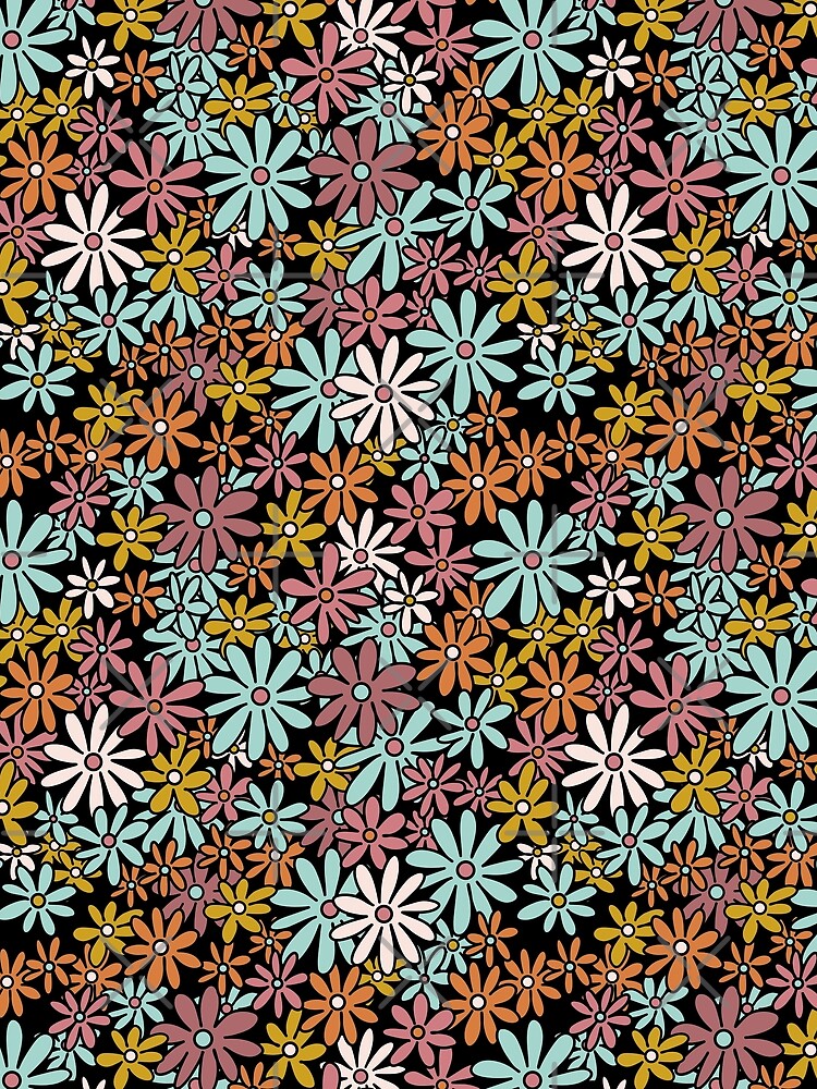 Retro Groovy Trippy Hippie Good Vibes Pattern Flower Child 60s 70s Y2K Aesthetic Art by Cymphonyskar T-Shirts,... (Image 2)