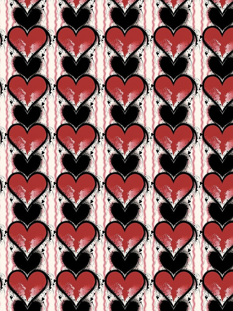 Grunge Black and Red Hearts Stripe Pattern White Background by Aaron2610 T-Shirts, Hoodie, Sweatshirt (Image 2)