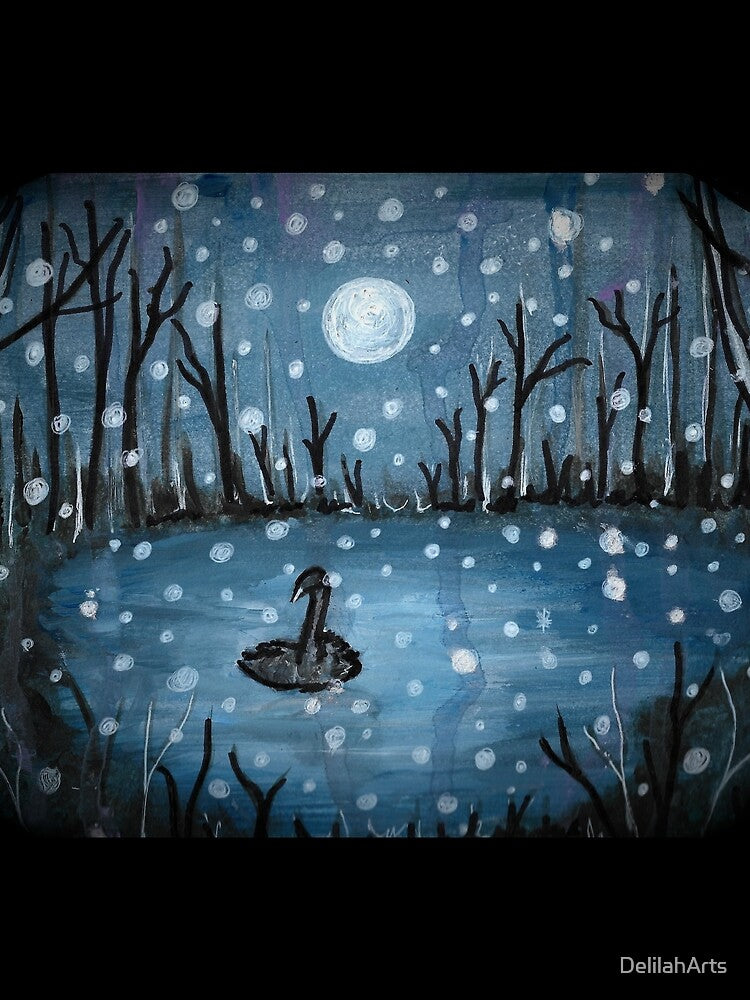 Snow Swan Lake - winter painting scene by DelilahArts T-Shirts, Hoodie, Sweatshirt | BlankRebels.com (Image 2)