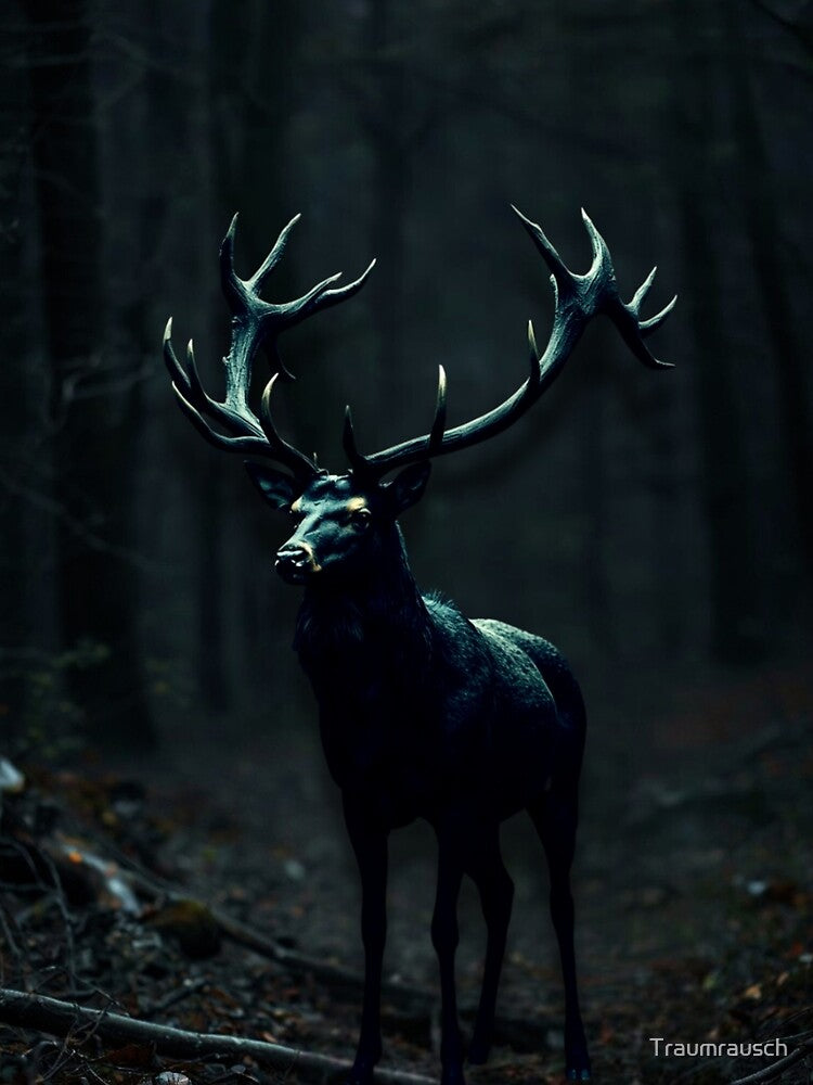 black stag – dark forest – dark fantasy animal art by Traumrausch T-Shirts, Hoodie, Sweatshirt | BlankRebels.com (Image 2)
