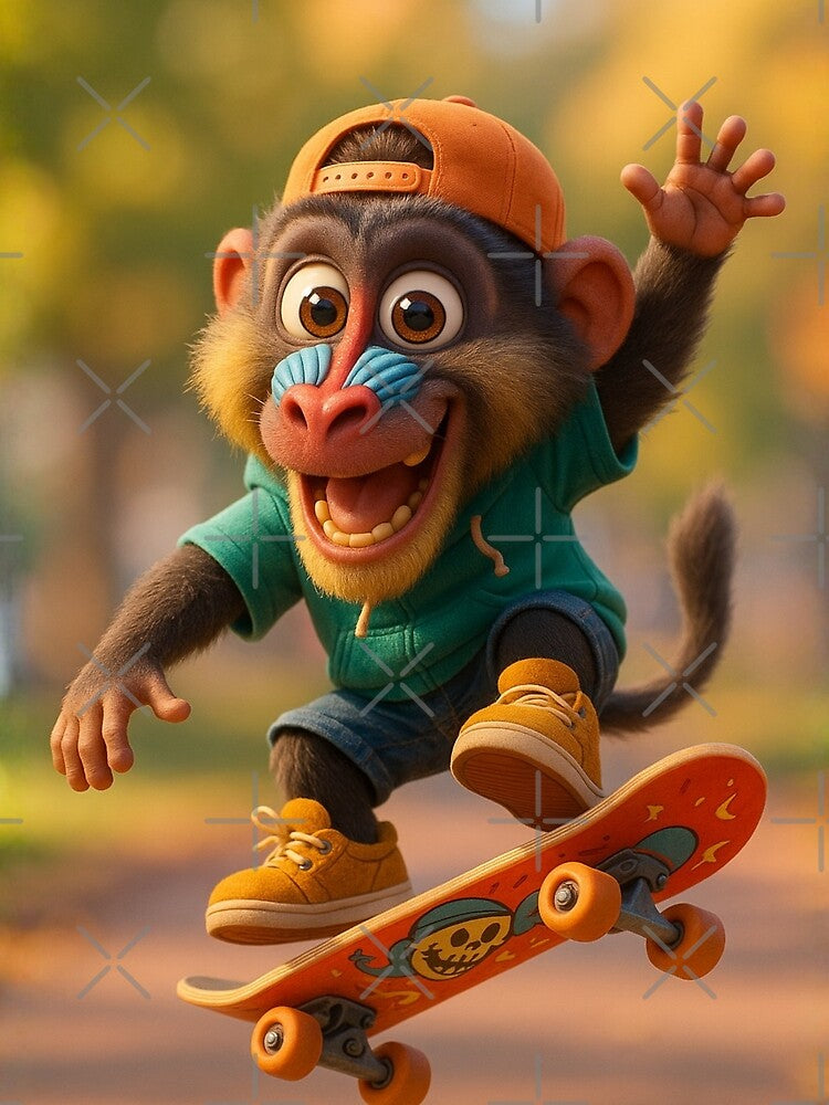 Skater Mandrill Monkey by Sillytoe T-Shirts, Hoodie, Sweatshirt | BlankRebels.com (Image 2)