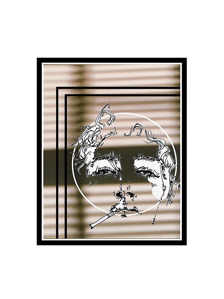 Digital art abstract face with cigerette smoke by Madi Rae