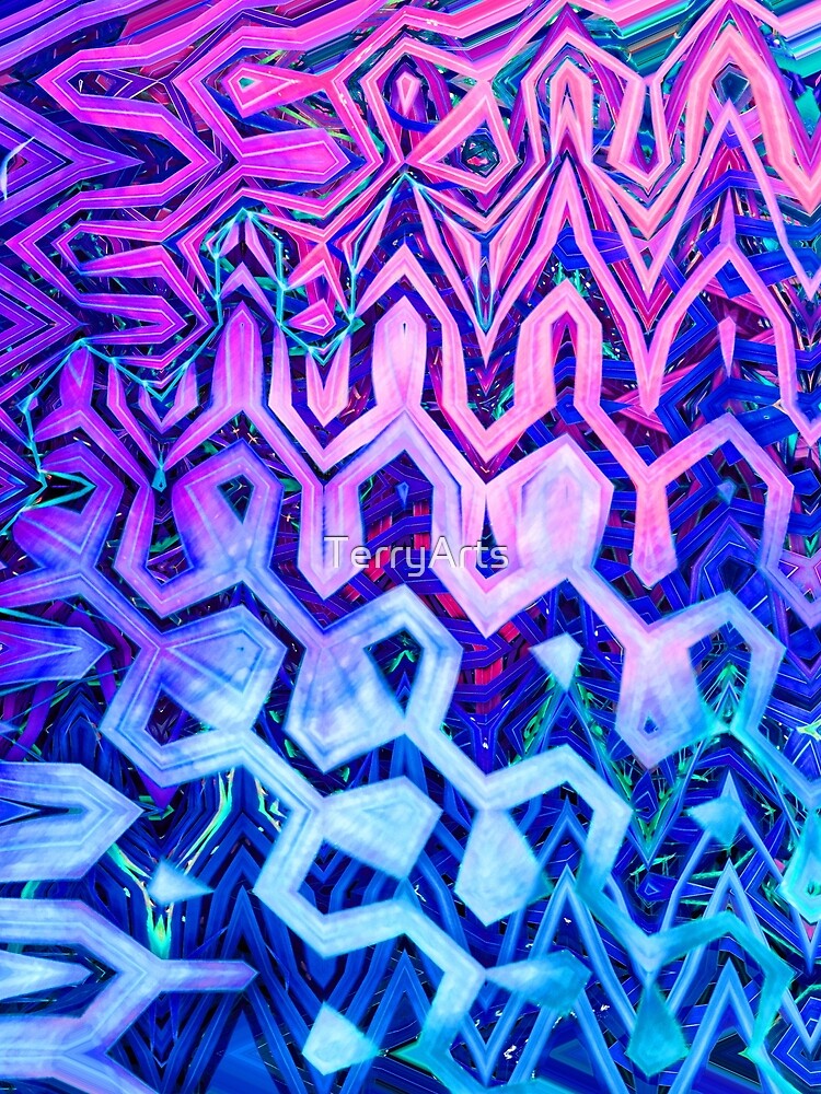 Groovy Hippie Style Abstract Wavy Lines in Violet and Blue Shades 3 of 4 by Beachy T-Shirts, Hoodie, Sweatshirt (Image 2)