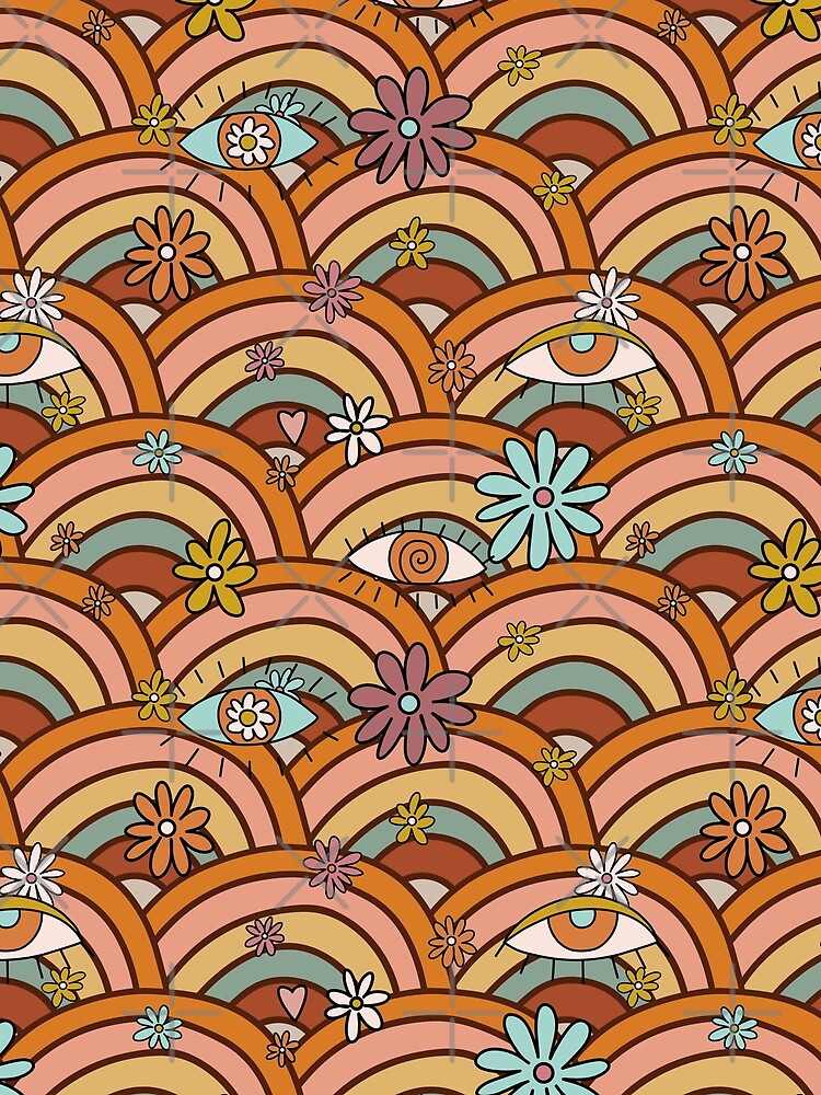 Retro Groovy Trippy Hippie Good Vibes Pattern 60s 70s Y2K Aesthetic Art by Cymphonyskar T-Shirts, Hoodie,... (Image 2)