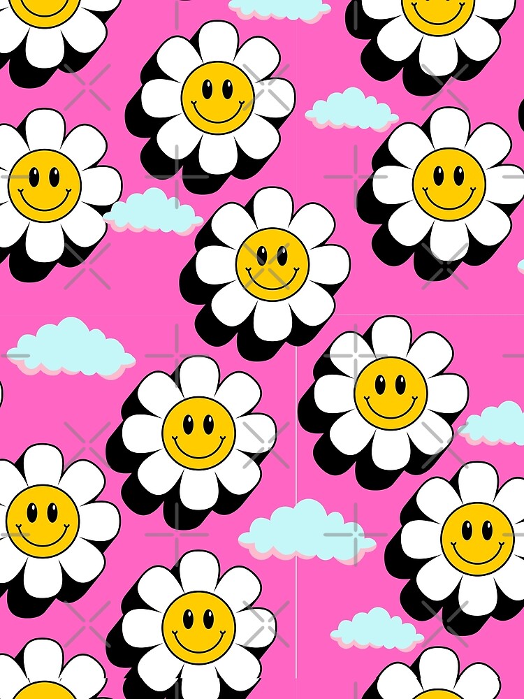 Groovy Smiley Face Daisy Cloud by Maussa Ivimas