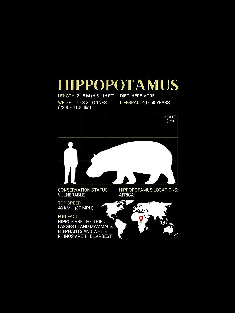 Hippopotamus Facts Large Hippo Animal by ExtinctFauna T-Shirts, Hoodie, Sweatshirt | BlankRebels.com (Image 2)