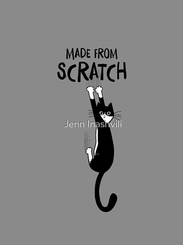 Made From Scratch Tuxedo Cat Hanging On Funny Black and White Cat by Jenn Inashvili T-Shirts, Hoodie, Sweatshirt (Image 2)