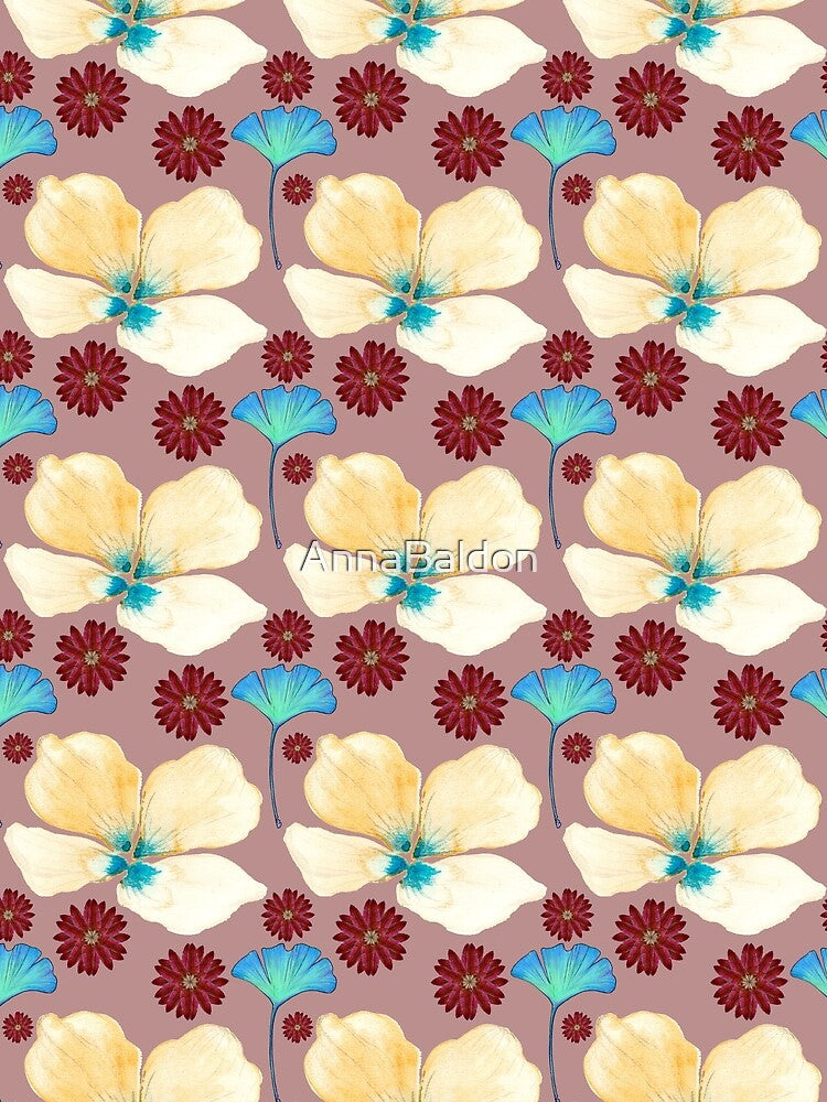 botanical pattern yellow flower and gingko leaf in rosy brown by AnnaBaldon T-Shirts, Hoodie, Sweatshirt (Image 2)