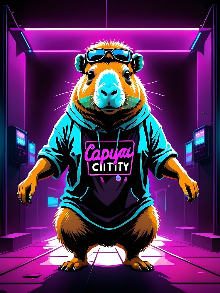 Capybara City – Neon Streetwear Animal Art by The Wise Possum Co T-Shirts, Hoodie, Sweatshirt | BlankRebels.com (Image 2)