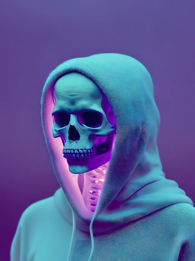 Neon Skull Wearing Hoodie by ArtAT T-Shirts, Sweatshirt | BlankRebels.com (Image 2)