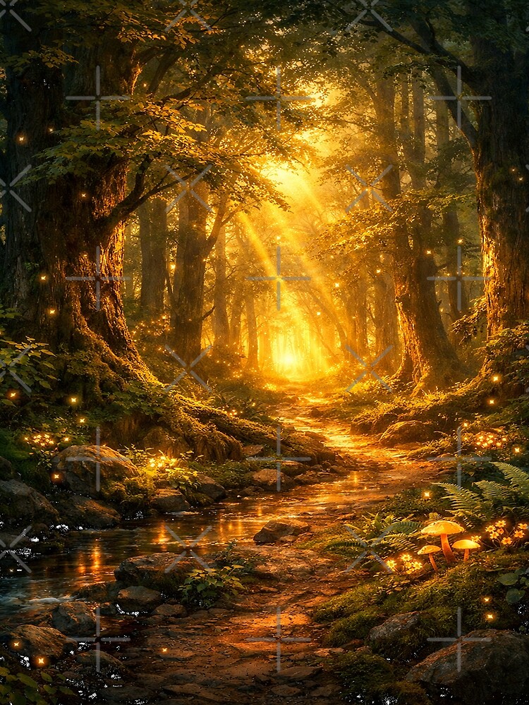 Forest Glow – Enchanted Golden Light in a Mystical Woodland by Artflare Studio T-Shirts, Hoodie, Sweatshirt (Image 2)