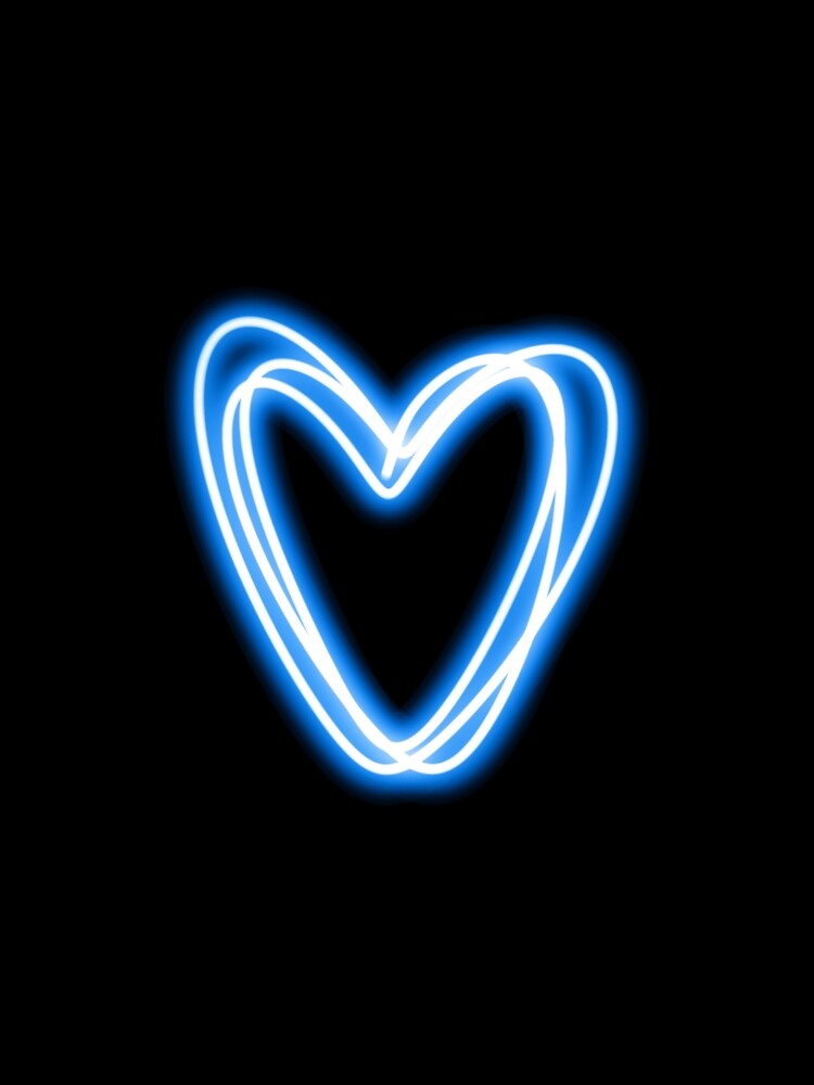 Blue Sketch Style Neon Heart on Plain Background by ChazRay T-Shirts, Hoodie, Sweatshirt | BlankRebels.com (Image 2)