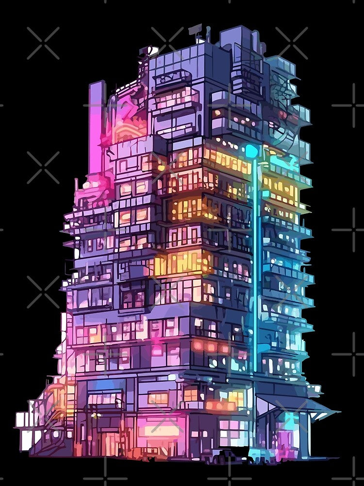 Neon Highrise cyberpunk style building by ArtisticKevin T-Shirts, Hoodie, Sweatshirt | BlankRebels.com (Image 2)