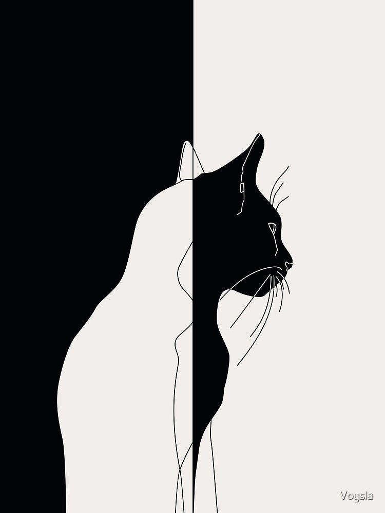 Monochrome Cat Line Art Portrait by Voysla T-Shirts, Hoodie, Sweatshirt | BlankRebels.com (Image 2)
