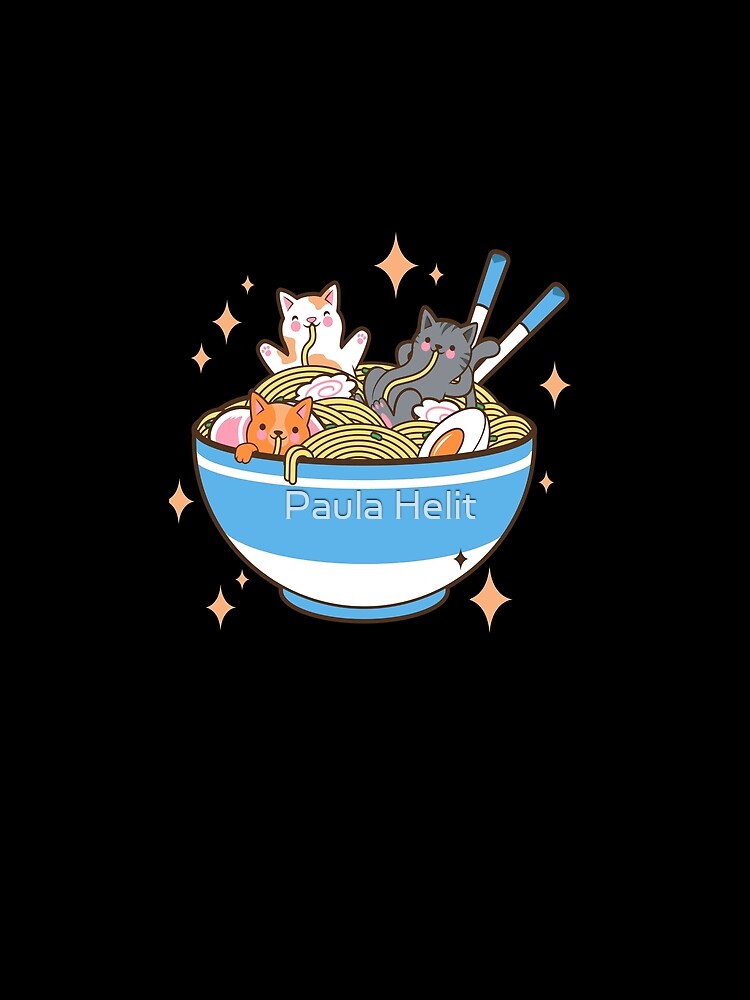 Kawaii Cats Eating Ramen Noodles Japanese Food Anime by Paula Helit T-Shirts, Hoodie, Sweatshirt | BlankRebels.com (Image 2)
