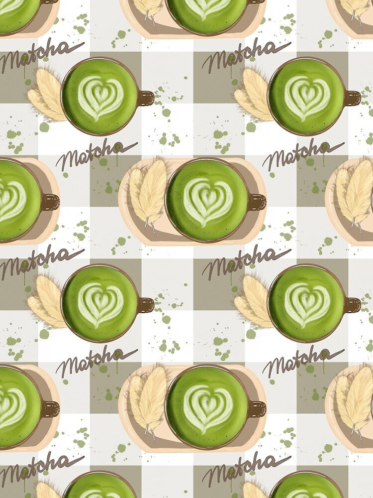 Matcha Latte Heart Art - Green Tea Gingham Pattern by dreamseller88 T-Shirts, Hoodie, Sweatshirt | BlankRebels.com (Image 2)