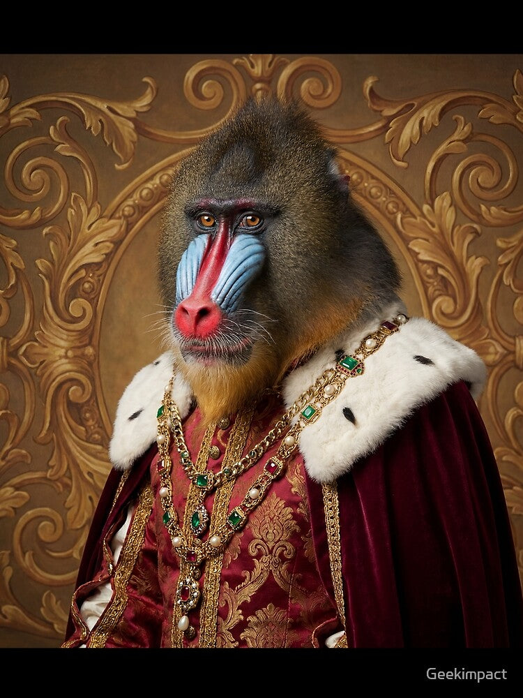Mandrill Noble cool animal Tudor style portrait art by Vintage Designs + T-Shirts, Hoodie, Sweatshirt (Image 2)