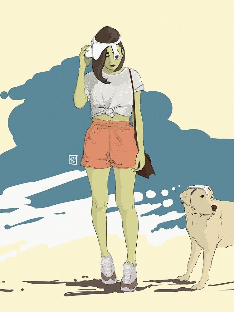 Futuristic girl with dog by vrojart T-Shirts, Hoodie, Sweatshirt | BlankRebels.com (Image 2)