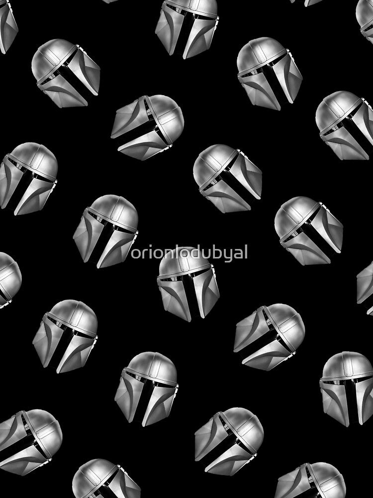 Black and White Bounty Hunter Helmet Pattern by orionlodubyal T-Shirts, Hoodie, Sweatshirt | BlankRebels.com (Image 2)