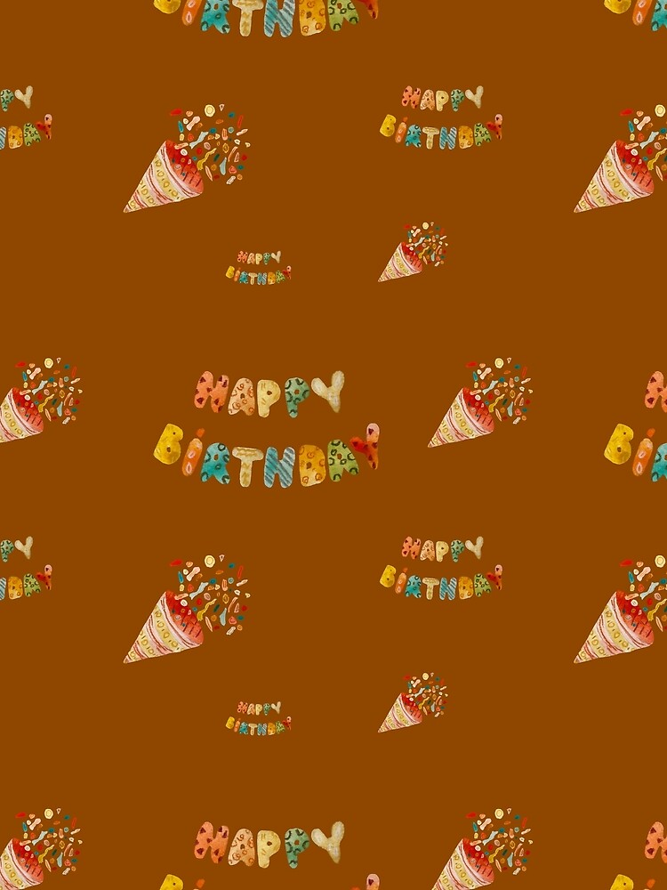 Happy birthday cute colorful pattern a watercolor ocher by Yana Mustafina | Boho Soulful Designs T-Shirts,... (Image 2)