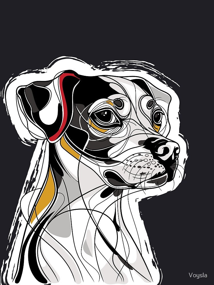 Abstract Dog Line Art Portrait by Voysla
