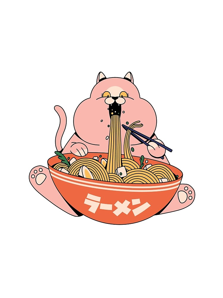 Fat cat eating ramen by teez4dayz