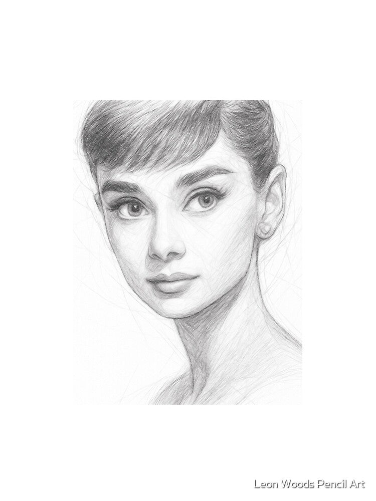 Vintage Inspired Actress Sketch by Leon Woods Pencil Art T-Shirts, Hoodie, Sweatshirt | BlankRebels.com (Image 2)