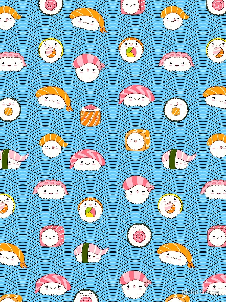 Cute Kawaii Sushi Pattern by Maria Garcia T-Shirts, Hoodie, Sweatshirt | BlankRebels.com (Image 2)