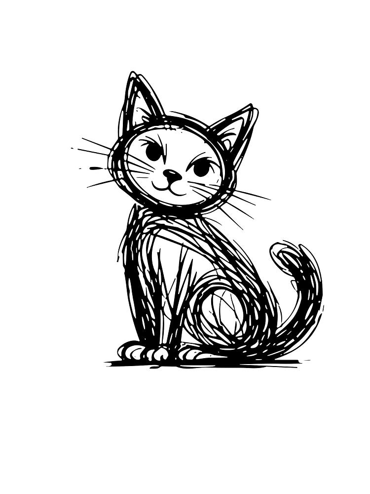 Cute Cat Sketch Illustration by BazStudiodesign