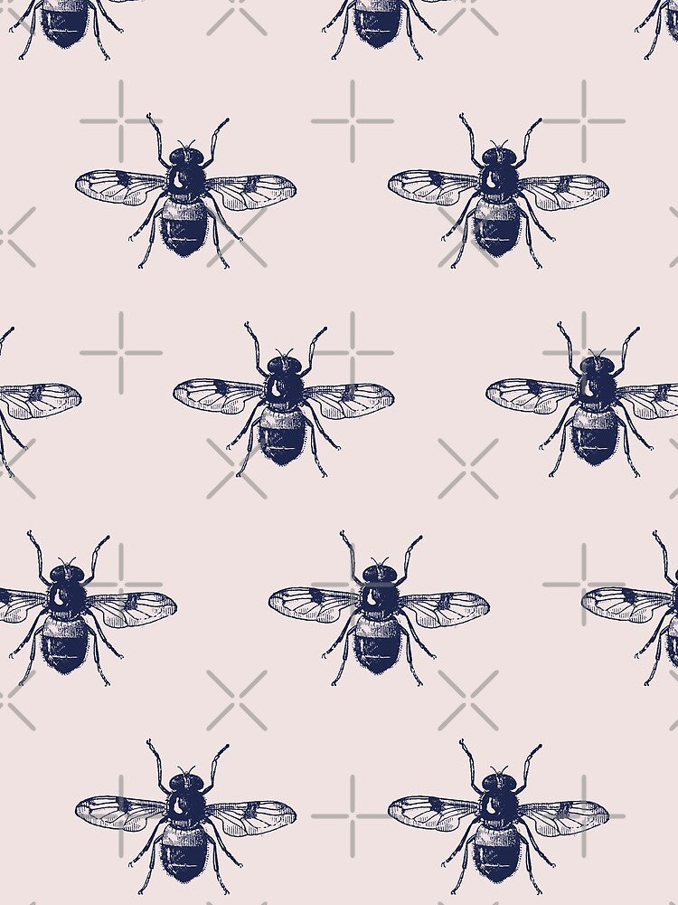 vintage bee dark academia pattern in navy and cream by neopop T-Shirts, Hoodie, Sweatshirt | BlankRebels.com (Image 2)