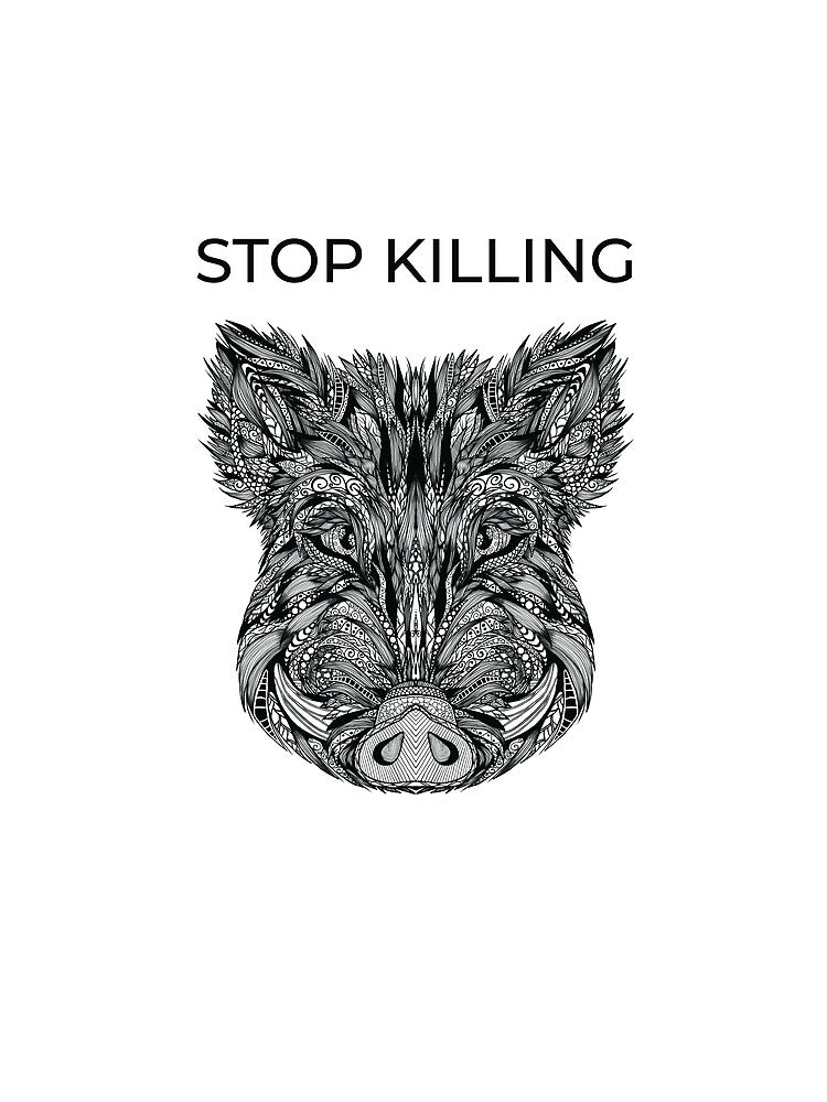 Boar Precious Woods Creature  Wildlife Ornament black stop killing by PolaMaku T-Shirts, Hoodie, Sweatshirt (Image 2)