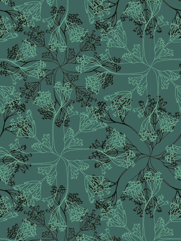 Floral lacy seamless pattern on dark gray green. Wild herbs. Wild life by Yulia Chepurova T-Shirts, Hoodie,... (Image 2)
