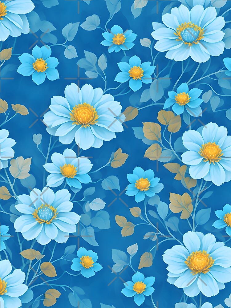 Garden of Flowers in Blues and Yellows, Charm and Vitality by EnzoGatti T-Shirts, Hoodie, Sweatshirt (Image 2)