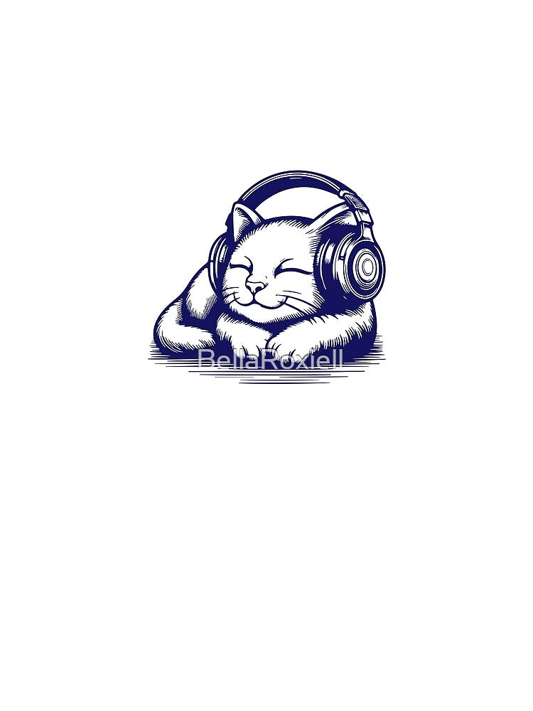 Cat with closed eyes enjoying music in headphones by BellaRoxiell T-Shirts, Hoodie, Sweatshirt | BlankRebels.com (Image 2)