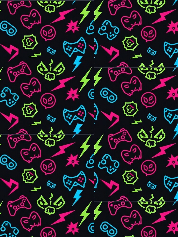 Neon Gaming Adventure Pattern by StickVerse by Owais T-Shirts, Hoodie, Sweatshirt | BlankRebels.com (Image 2)