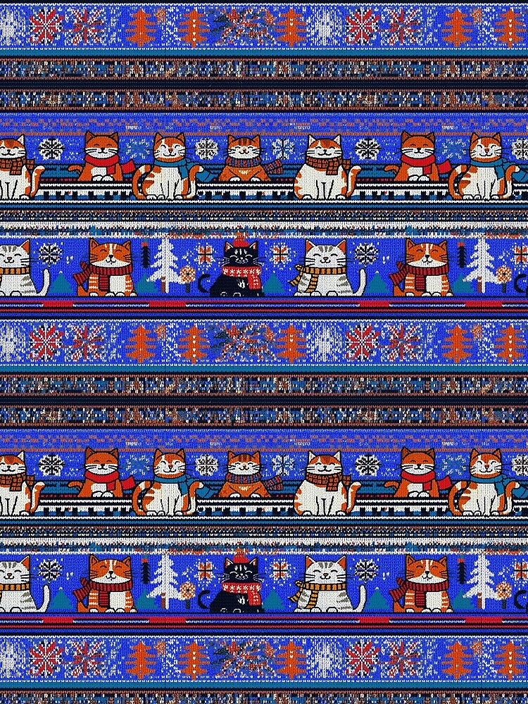Blue Christmas Knit Cat Pattern | Matching Family Winter Outfit by PinkGoddessLove T-Shirts, Hoodie, Sweatshirt (Image 2)