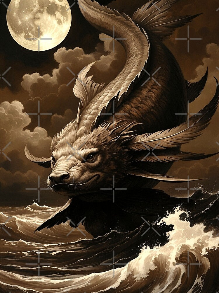 Leviathan Beneath Moonlight – Gothic Ocean Dark Academia Art by semenol T-Shirts, Hoodie, Sweatshirt (Image 2)