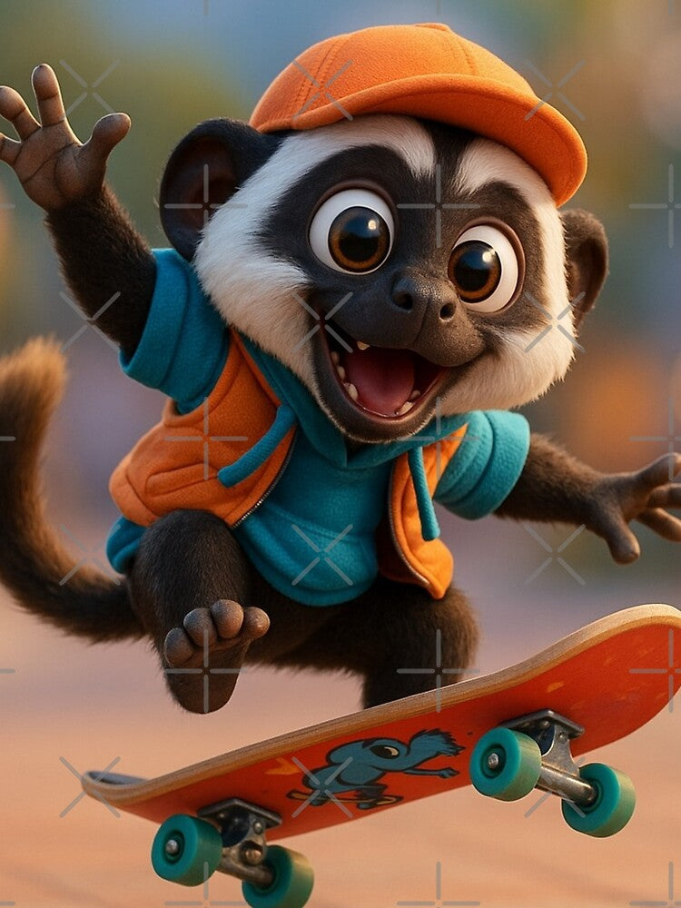 Skater Pied Tamarin Monkey by Sillytoe T-Shirts, Hoodie, Sweatshirt | BlankRebels.com (Image 2)