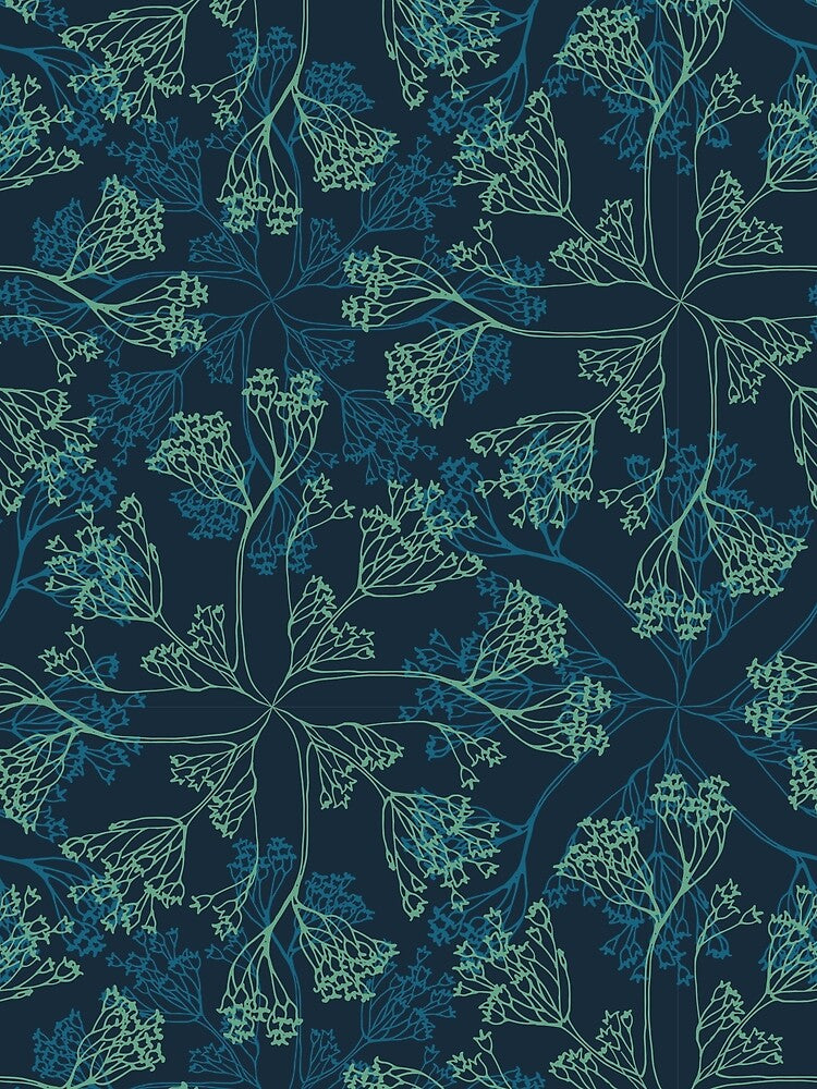 Floral lacy seamless pattern on dark blue. Wild herbs. Wild life by Yulia Chepurova T-Shirts, Hoodie, Sweatshirt (Image 2)