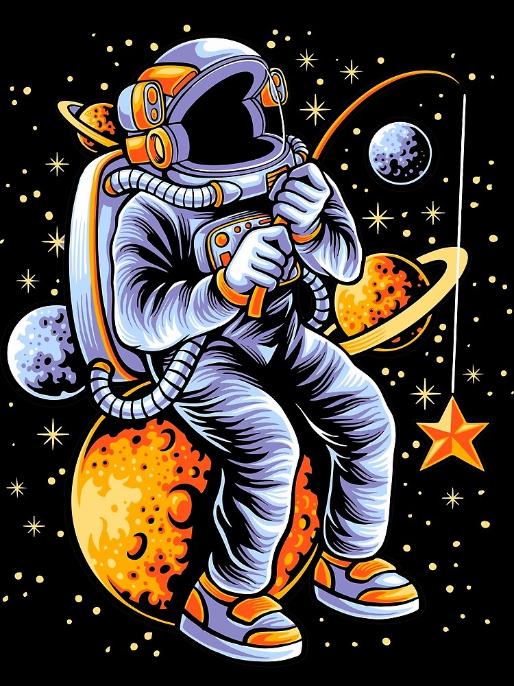 Funny Astronaut Fishing in Space Sticker by PatternSquare T-Shirts, Hoodie, Sweatshirt | BlankRebels.com (Image 2)