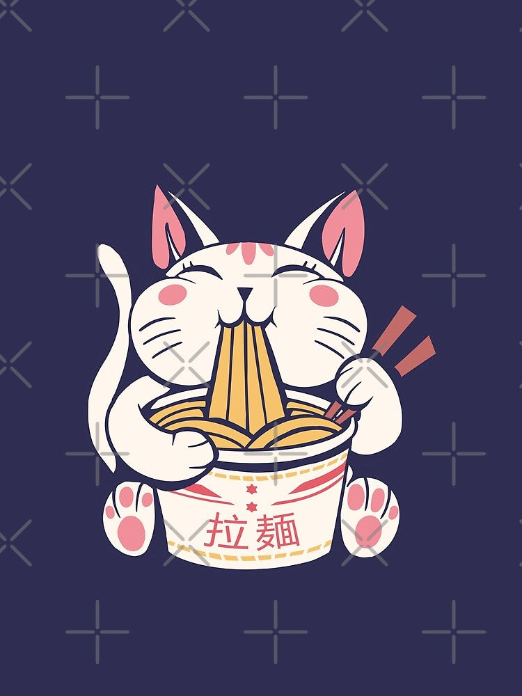 Cute Kawaii Chubby Cat Eating Ramen Noodles Cup Noods Lover by OnepixArt T-Shirts, Hoodie, Sweatshirt (Image 2)