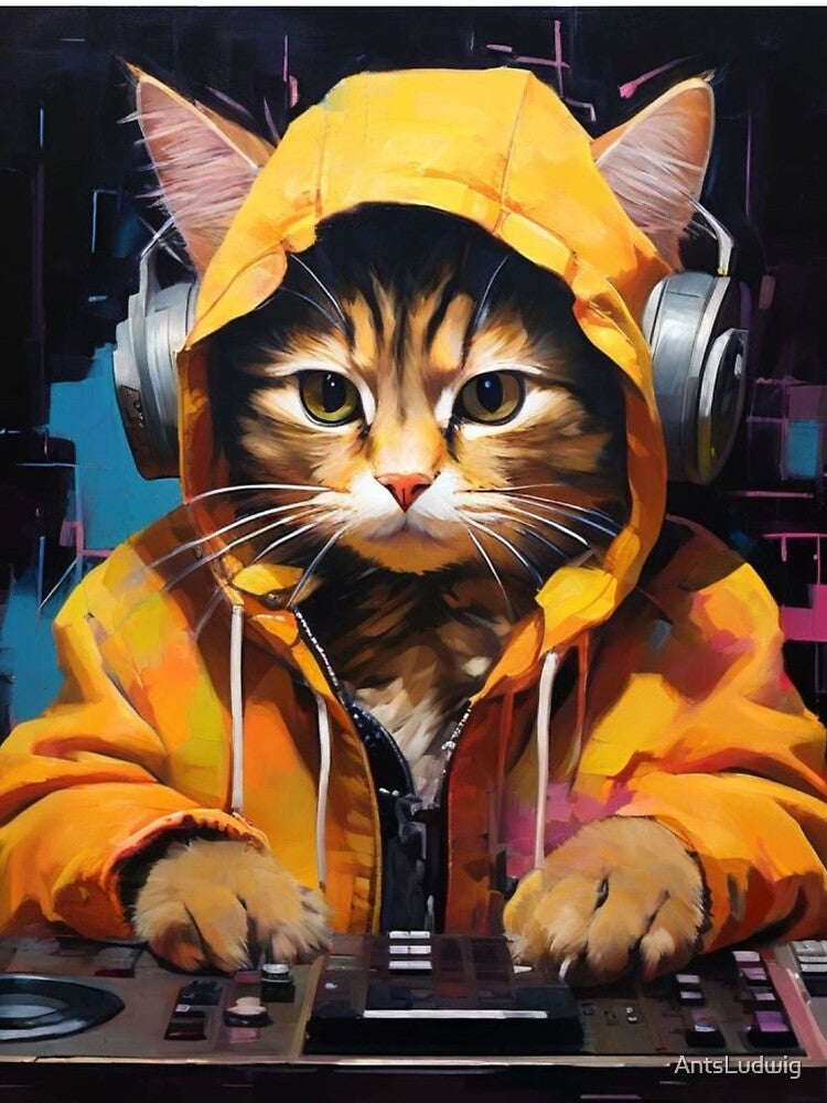 cat as a DJ, contemporary art, acrylic style, music, DJ, animal as DJ, acrylic, cat art, bright colors, DJ... (Image 2)