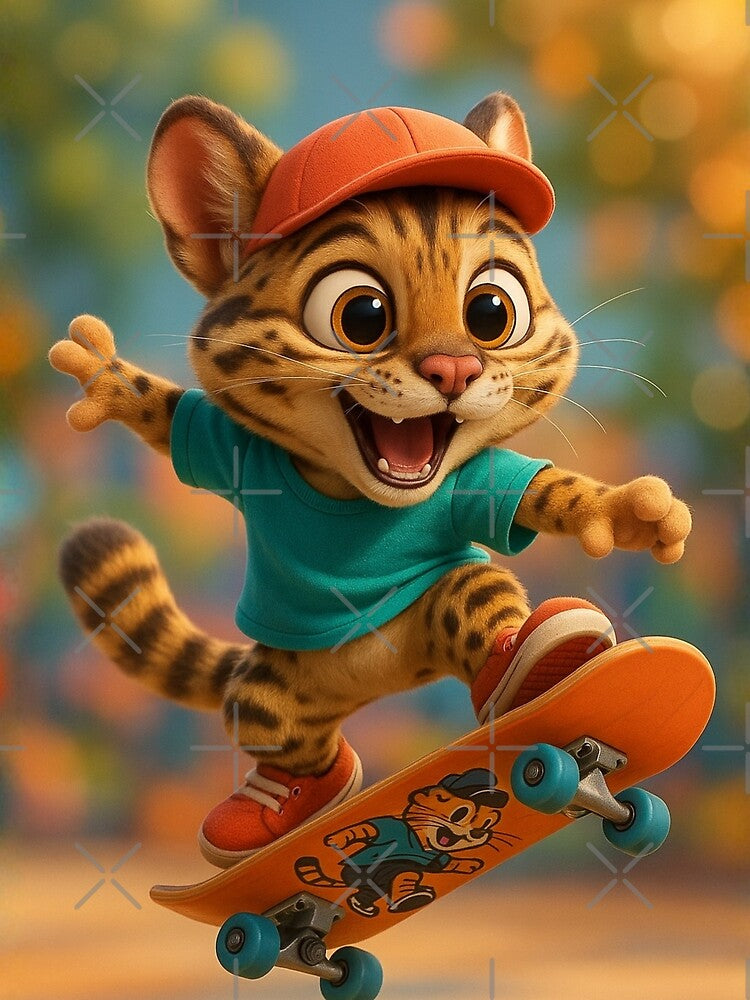Skater Ocelot by Sillytoe T-Shirts, Hoodie, Sweatshirt | BlankRebels.com (Image 2)